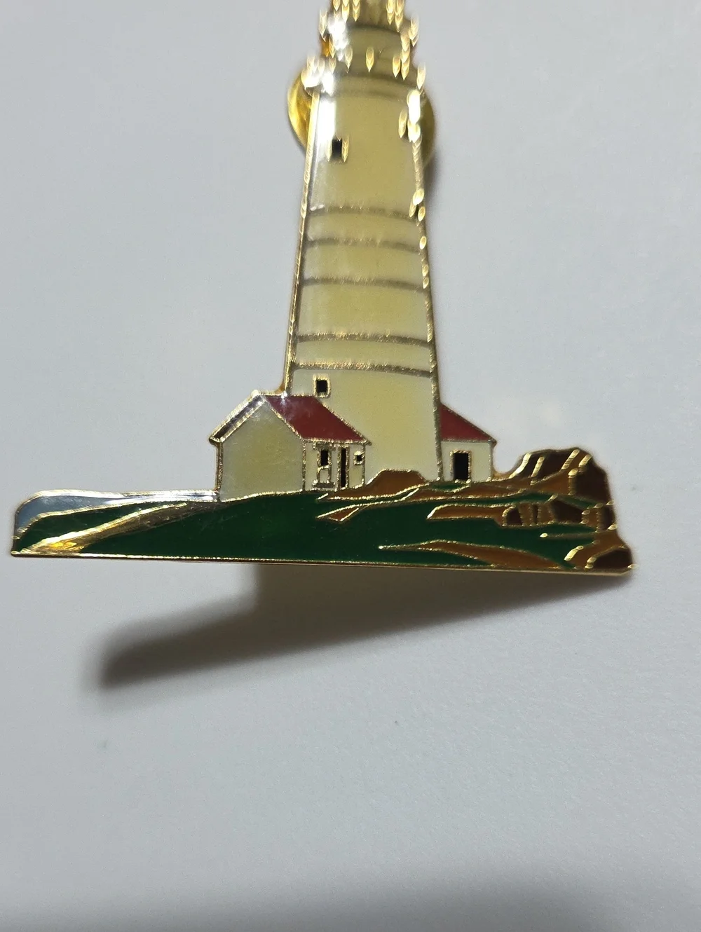 Vintage Boston Harbor Lighthouse Enamel Lapel Pin Little Brewster Island MA